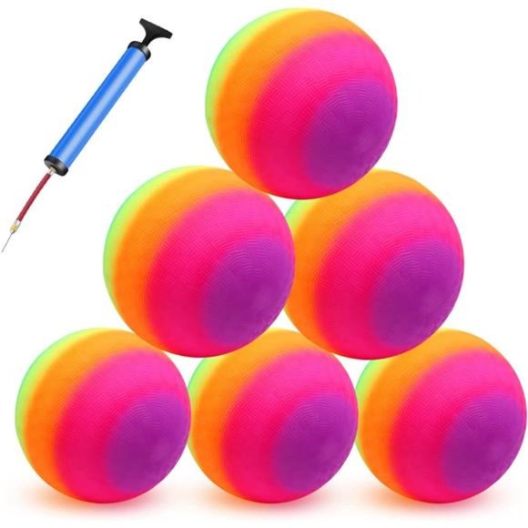 Toys 6 Pack Playground Balls Kickballs Dodgeballs 85 Inch Rainbow